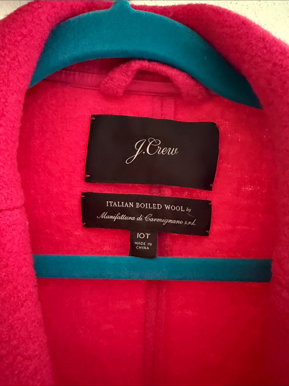 J. Crew Double-Breasted Hot Pink Wool-Blend Pea Coat - Picture 2 of 4